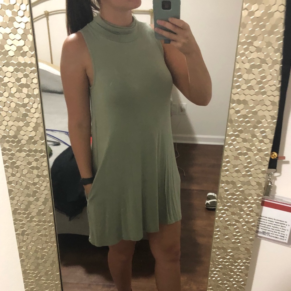 Green Turtle Neck Dress